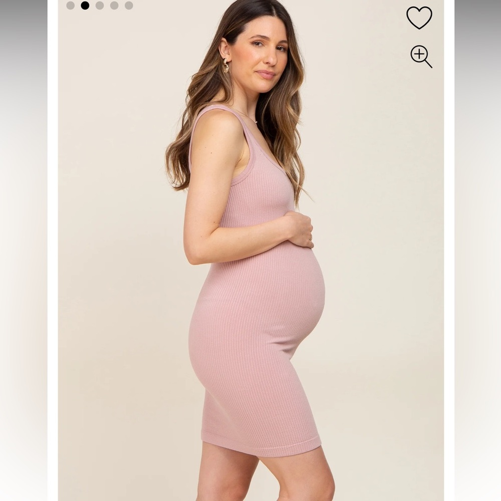 Mauve ribbed knit maternity dress